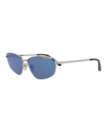 Balenciaga Unisex Square/Rectangle Ruthenium Ruthenium Blue Fashion Designer Eyewear