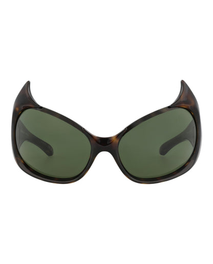 Balenciaga Womens Shield/Wrap Havana Havana Green Fashion Designer Eyewear