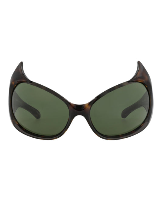 Balenciaga Womens Shield/Wrap Havana Havana Green Fashion Designer Eyewear
