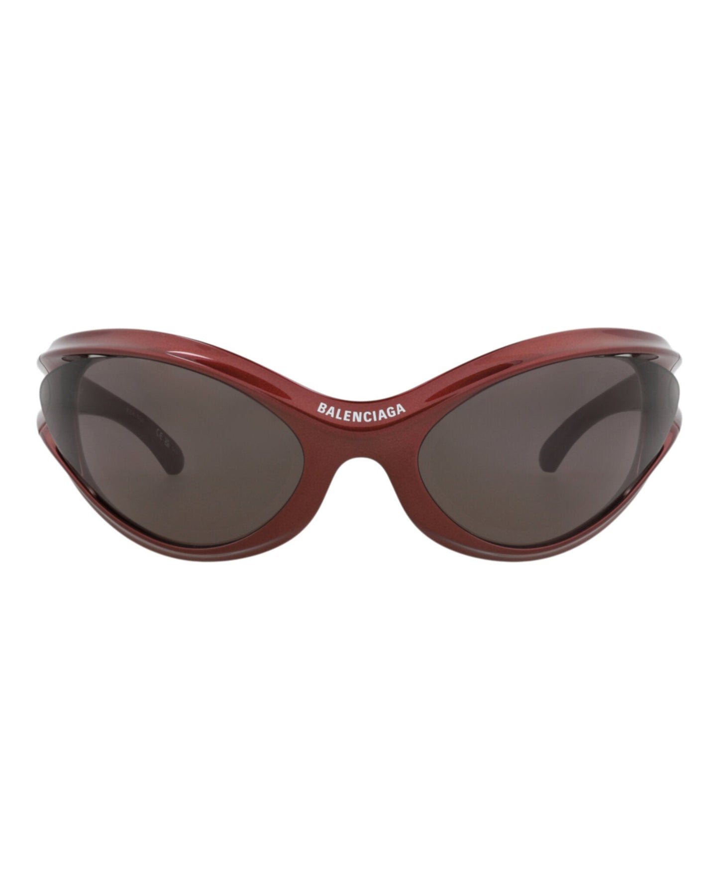 Balenciaga Unisex Shield/Wrap Burgundy Burgundy Grey Fashion Designer Eyewear
