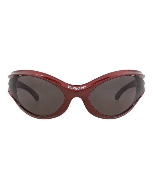 Balenciaga Unisex Shield/Wrap Burgundy Burgundy Grey Fashion Designer Eyewear