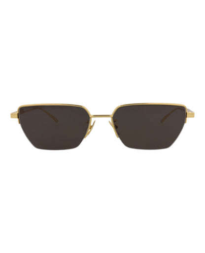 Bottega Veneta Unisex Square/Rectangle Gold Gold Grey Fashion Designer Eyewear