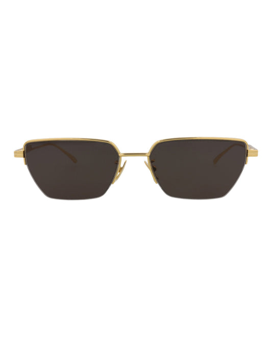 Bottega Veneta Unisex Square/Rectangle Gold Gold Grey Fashion Designer Eyewear