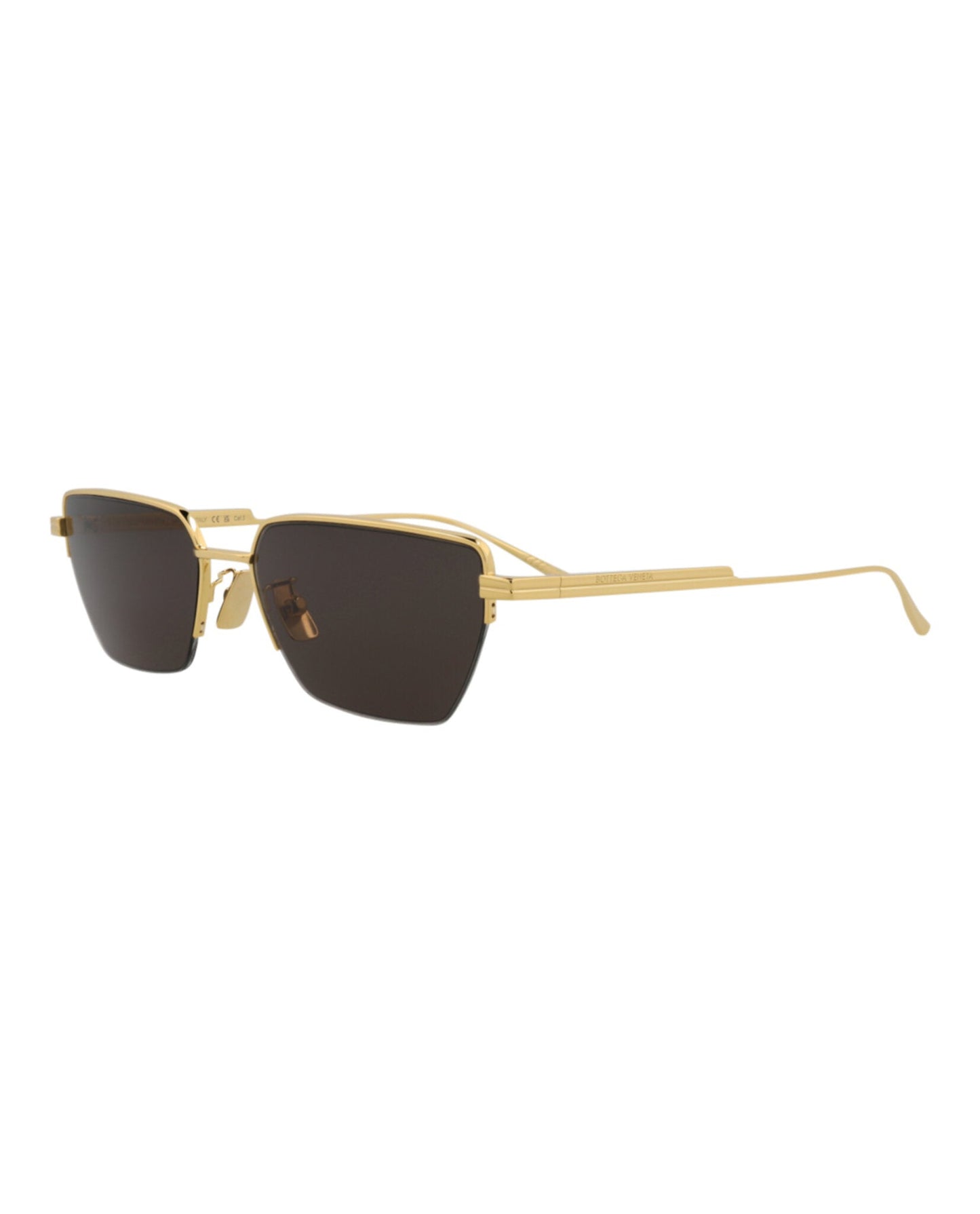 Bottega Veneta Unisex Square/Rectangle Gold Gold Grey Fashion Designer Eyewear