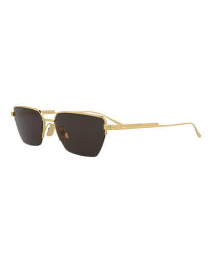 Bottega Veneta Unisex Square/Rectangle Gold Gold Grey Fashion Designer Eyewear