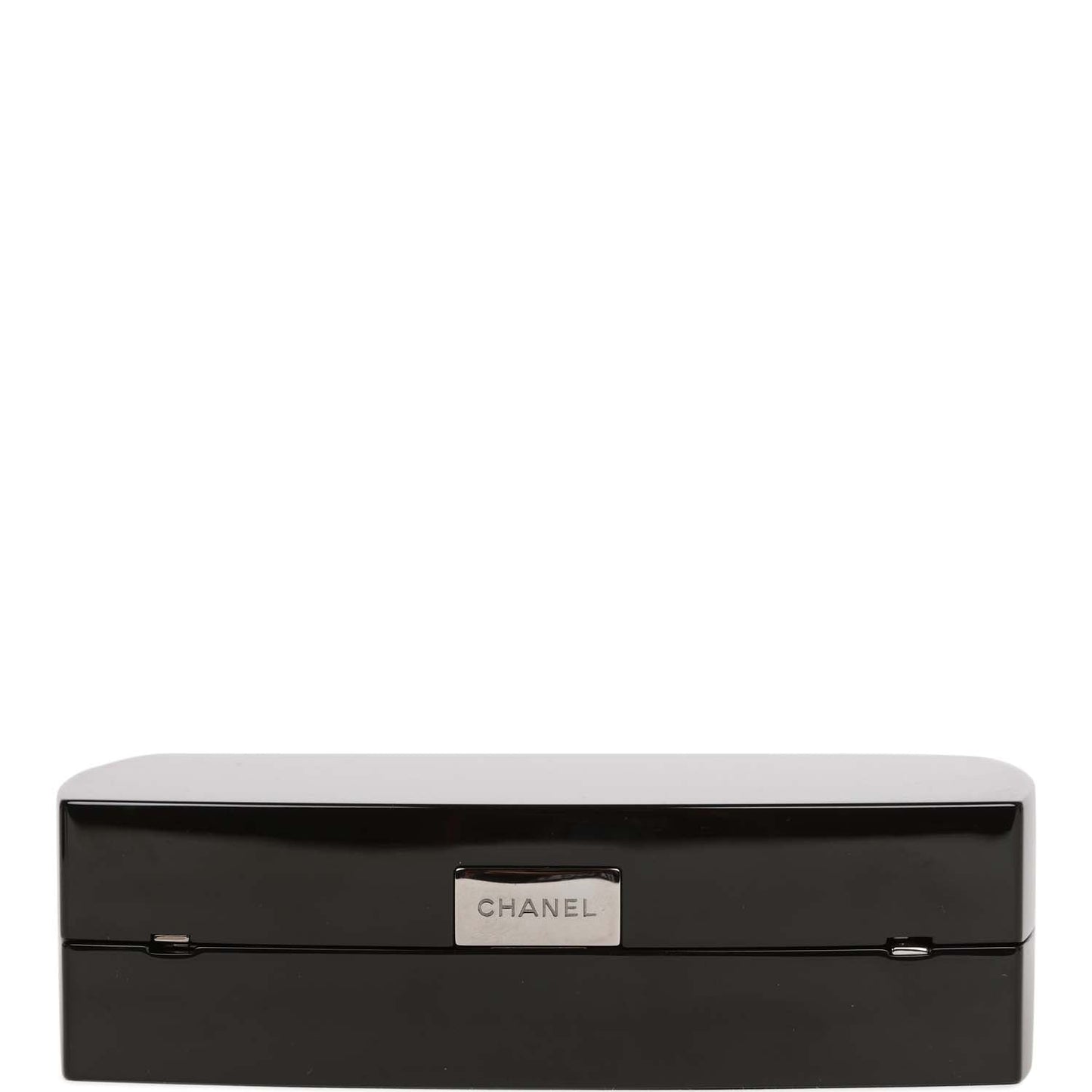Chanel Minaudiere Compact Clutch Black Acrylic Silver Hardware