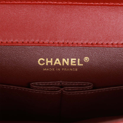 Chanel Classic Flap Gabrielle Brasserie Menu Clutch Burgundy and Black Lambskin Antique Gold Hardware