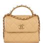 Chanel Clutch with Top Handle Beige Lambskin Antique Gold Hardware
