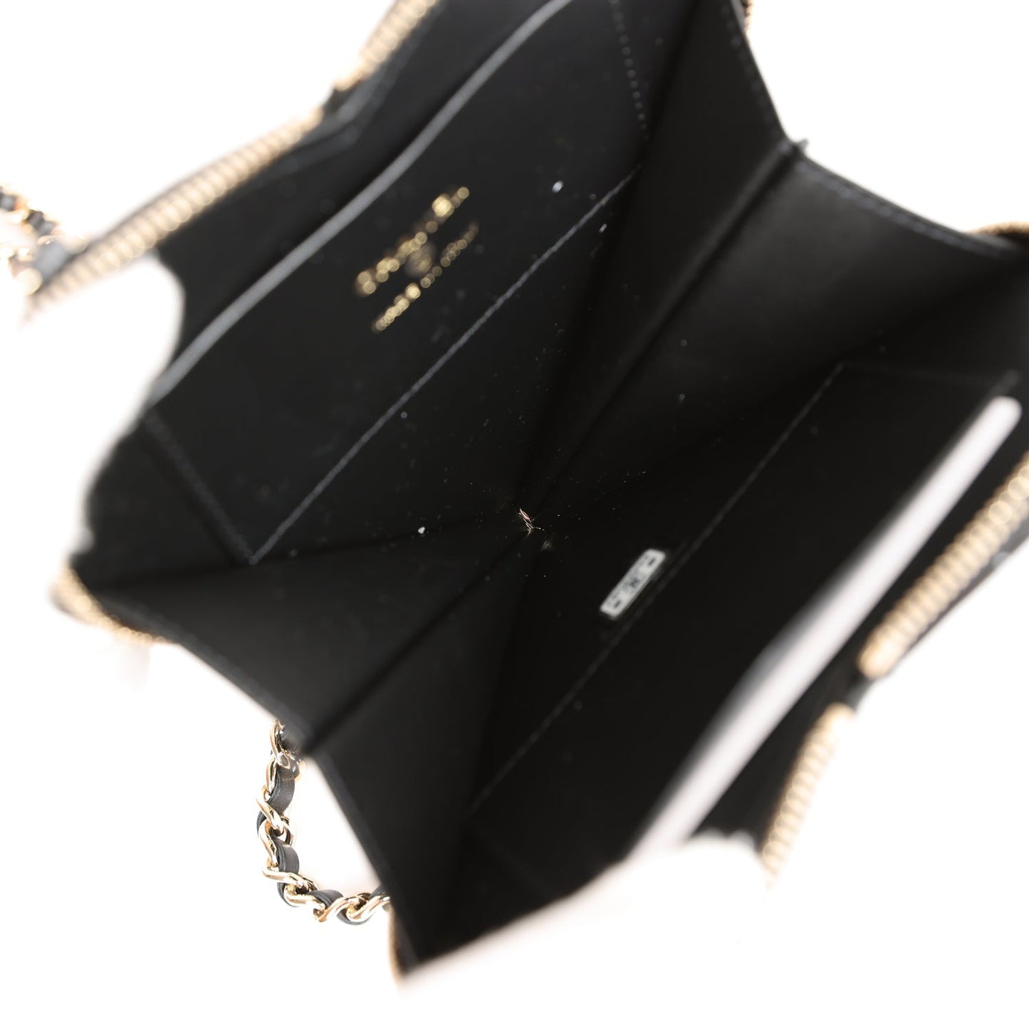 Chanel Hearts Chain Clutch Black and White Patent Calfskin Gold Hardware
