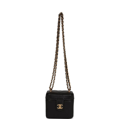 Chanel Mini Vanity Case Chain Clutch Black Lambskin Gold Hardware