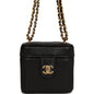 Chanel Mini Vanity Case Chain Clutch Black Lambskin Gold Hardware