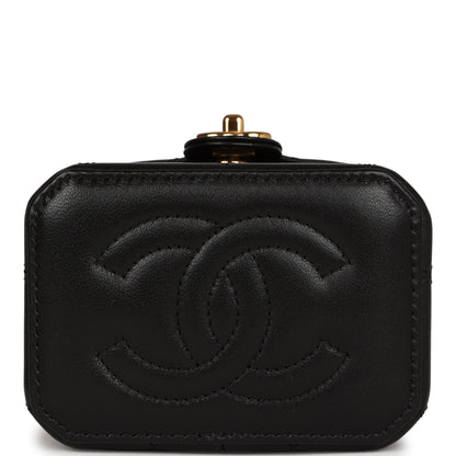 Chanel Mini Vanity Case Chain Clutch Black Lambskin Gold Hardware