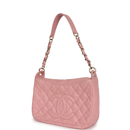 Chanel Vintage Timeless Shoulder Bag Pink Caviar Gold Hardware