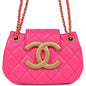 Chanel CC Mini Shoulder Bag Fuchsia Lambskin Antique Gold Hardware