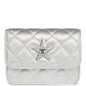 Chanel Crystal CC Walk Of Fame Clutch Wallet Silver Metallic Goatskin Silver Hardware