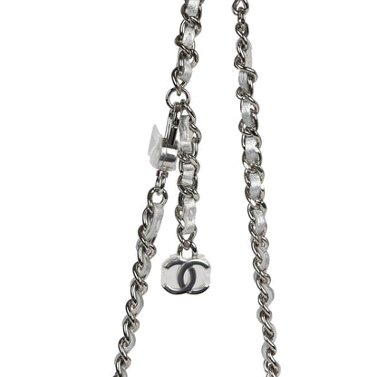 Chanel Crystal CC Walk Of Fame Clutch Wallet Silver Metallic Goatskin Silver Hardware
