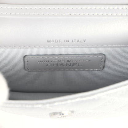 Chanel Crystal CC Walk Of Fame Clutch Wallet Silver Metallic Goatskin Silver Hardware