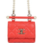 Chanel Mini Clutch with Pearl Chain Red Lambskin Light Gold Hardware