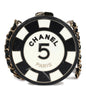 Chanel Poker Chip Minaudiere Clutch with Chain Black and White Enamel and Lambskin Gold Hardware
