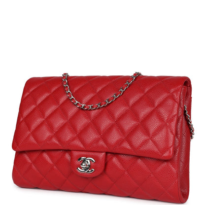 Chanel Clutch with Chain Bag Red Caviar Silver Hardware - Remaining Balance