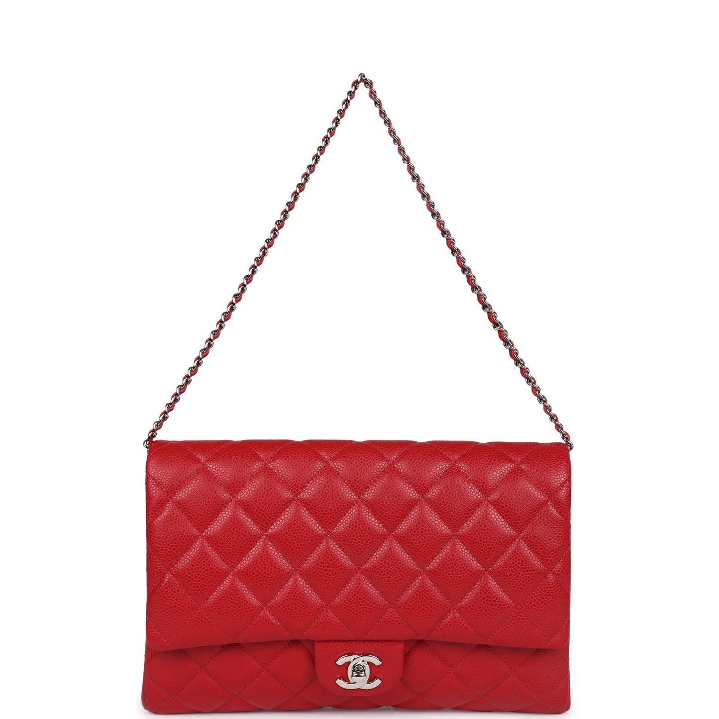 Chanel Clutch with Chain Bag Red Caviar Silver Hardware - Remaining Balance