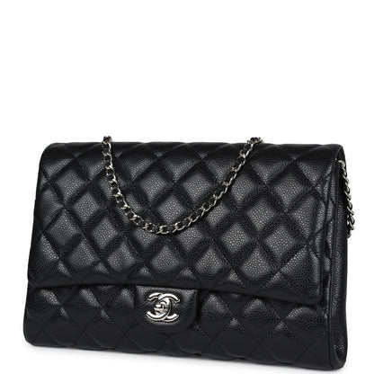 Chanel Clutch with Chain Bag Black Caviar Silver Hardware