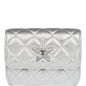 Chanel Crystal CC Walk Of Fame Clutch Wallet Silver Metallic Goatskin Silver Hardware