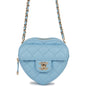 Chanel CC In Love Heart Clutch with Chain Blue Lambskin Light Gold Hardware