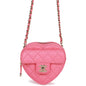 Chanel CC In Love Heart Clutch with Chain Pink Lambskin Light Gold Hardware