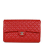 Chanel Flap Clutch Bag Red Caviar Light Gold Hardware