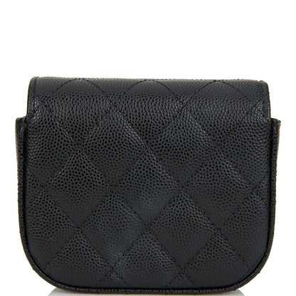 Chanel Mini Clutch With Chain Bag Black Caviar Gold Hardware