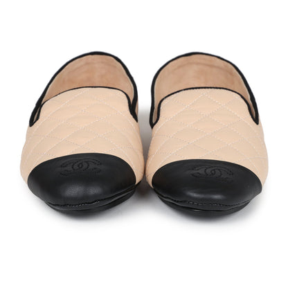 Chanel Beige and Black Flats with Clutch 37 EU