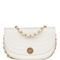 Chanel Vintage Half Moon Shoulder Bag White Lambskin Gold Hardware