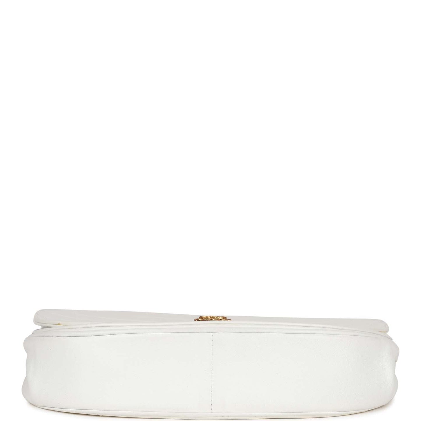 Chanel Vintage Half Moon Shoulder Bag White Lambskin Gold Hardware