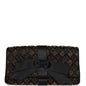 Chanel Vintage Bead Embellished Bow Flap Clutch Black Satin