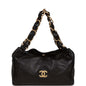 Chanel Vintage "Olsen" Hobo Shoulder Bag Black Lambskin Brushed Gold Hardware