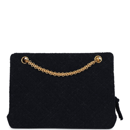 Chanel Vintage Shoulder Bag Navy Tweed Gold Hardware