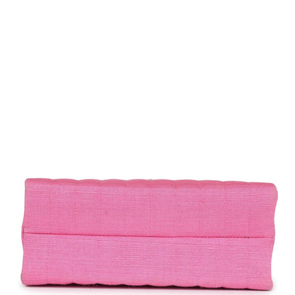 Chanel Vintage Vertical Mademoiselle Shoulder Bag Pink Linen Gold Hardware
