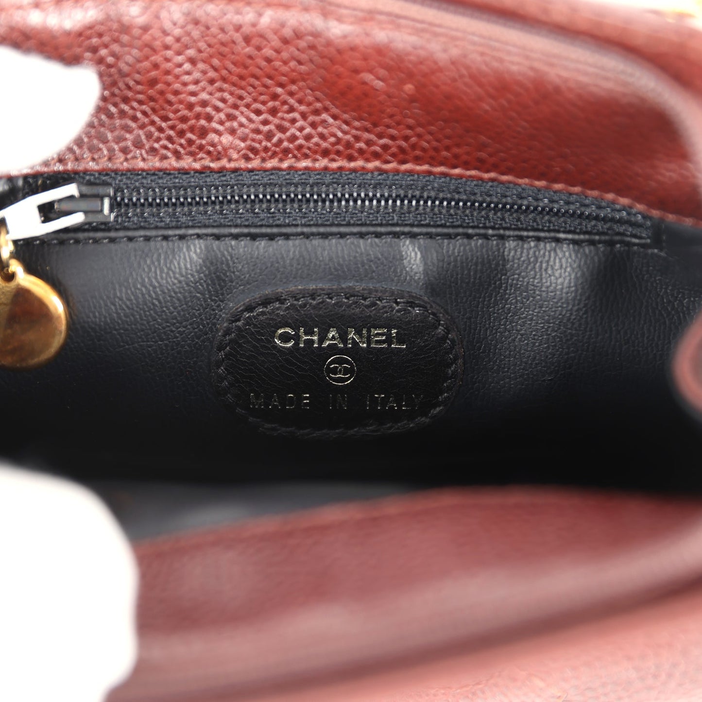 Chanel Vintage CC Shoulder Bag Brown Caviar Gold Hardware