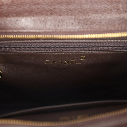 Chanel Vintage Mini Shopper Shoulder Bag Brown Caviar Gold Hardware