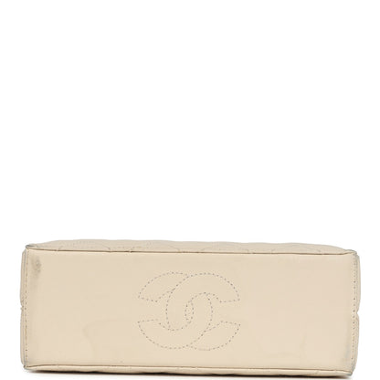 Chanel Vintage Box Clutch Bag Beige Lambskin Gold Hardware