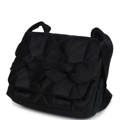 Chanel Vintage Mini Bow Shoulder Bag Black Satin Gold Hardware