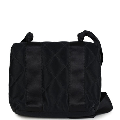 Chanel Vintage Mini Bow Shoulder Bag Black Satin Gold Hardware