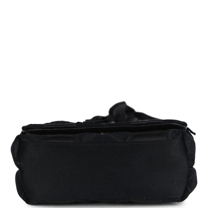 Chanel Vintage Mini Bow Shoulder Bag Black Satin Gold Hardware