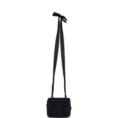 Chanel Vintage Mini Bow Shoulder Bag Black Satin Gold Hardware