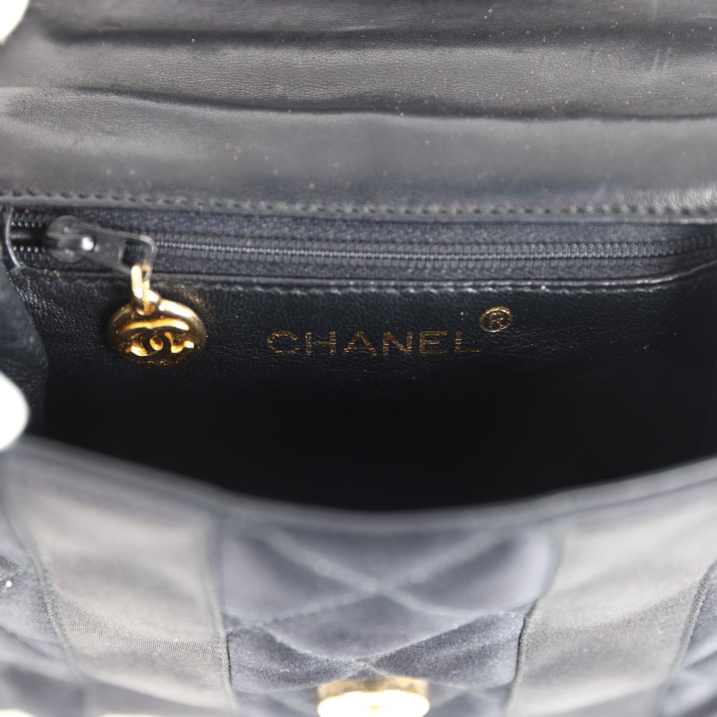 Chanel Vintage Mini Bow Shoulder Bag Black Satin Gold Hardware