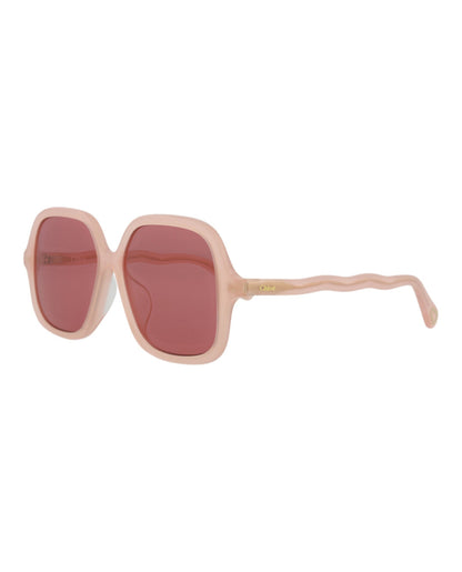 Chloé Kids Unisex Square/Rectangle Pink Pink Brown Fashion Designer Eyewear