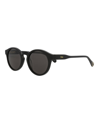 Chloé Kids Unisex Round/Oval Black Black Grey Fashion Designer Eyewear