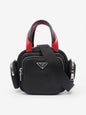 Prada Triangle Nylon Shoulder Bag Black / Red  Nylon, Leather