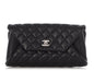 Chanel Black Part-Quilted Lambskin Fold Up Again Clutch